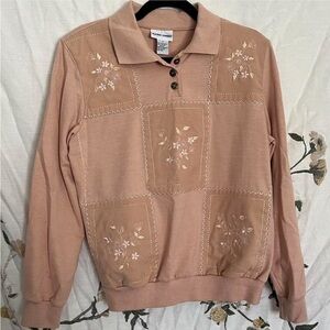 Vintage floral embroidered collared sweater